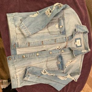Forever 21 Ripped Jean Jacket M